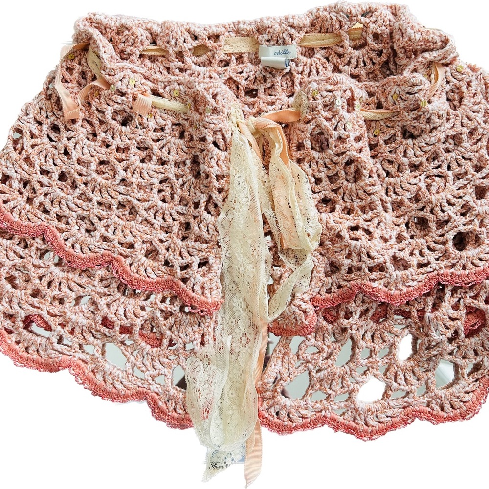 Vintage Anthropologie Crocheted Shawl OS